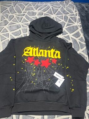 Sp5der Atlanta GSp5der Atlanta Graphic Print Fleece Pullover Hoodie Black Men’s